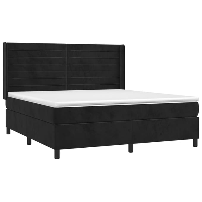 vidaXL - Boxspring - met - matras - fluweel - zwart - 160x200 - cm