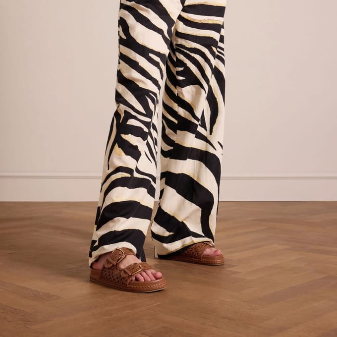Manfield - Dames - Cognac leren slippers - Maat 36