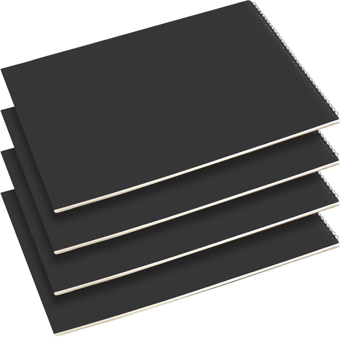 Schetsboek Spiraal - Tekenen Papier - Kunst Creatie - 4 Pack A3 - 42 x 29.7 cm - Zwart
