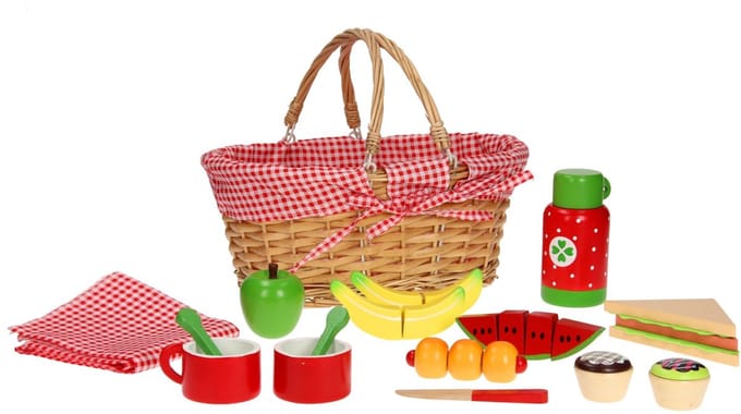 Playwood - Rieten picknickmand inclusief inhoud