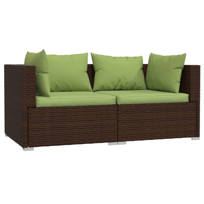 vidaXL - 3-delige - Loungeset - met - kussens - poly - rattan - bruin