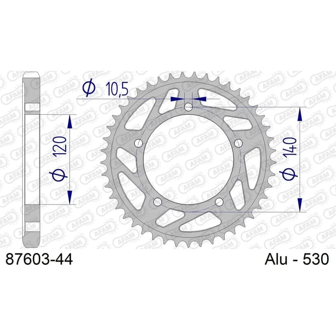 Aluminium tandwiel voor Afam 530 44 dents