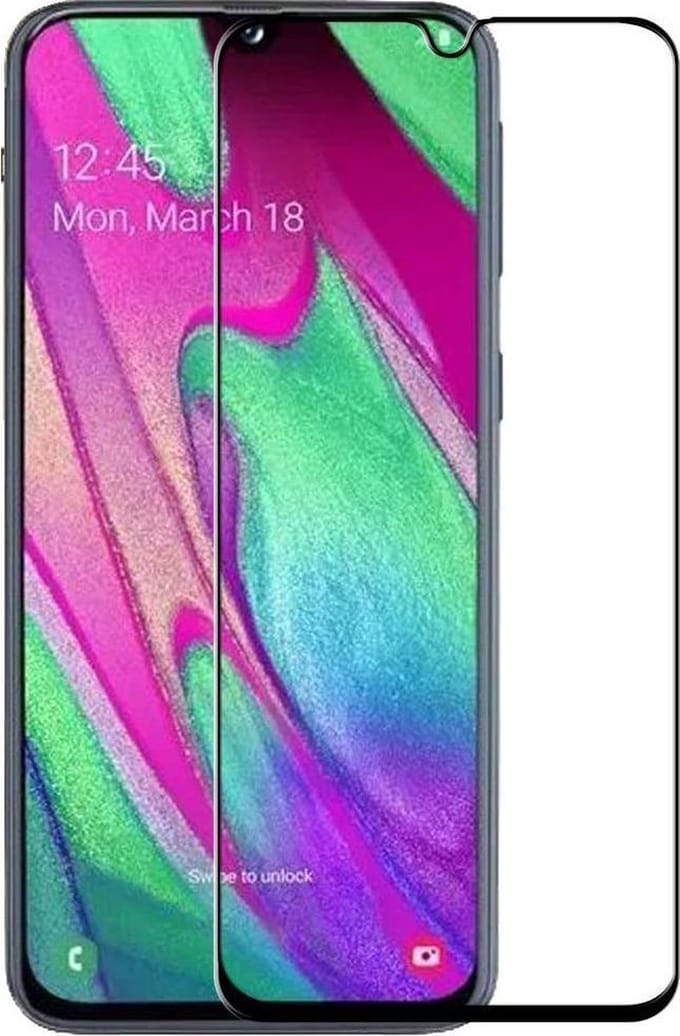 Ntech Screenprotector Geschikt voor Samsung Galaxy A40 full cover Screenprotector Tempered Glass - Zwart