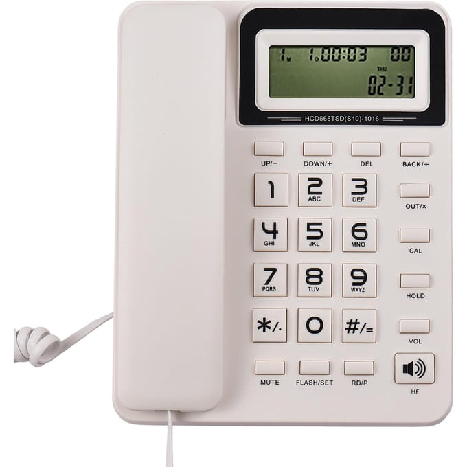 Desktop Vaste telefoon Vaste telefoon met LCD-scherm Dempen Pauze Wachten Flitser Opnieuw kiezen beige