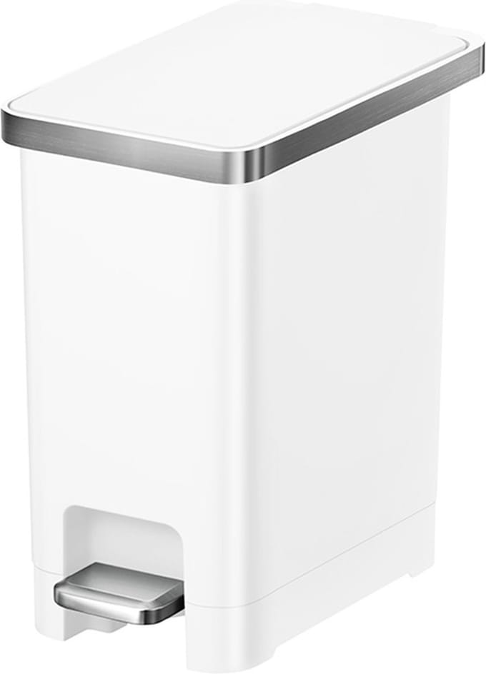 EKO - Hana Slim 1 Pedaalemmer 10 liter - Plastic - wit - Prullenbak