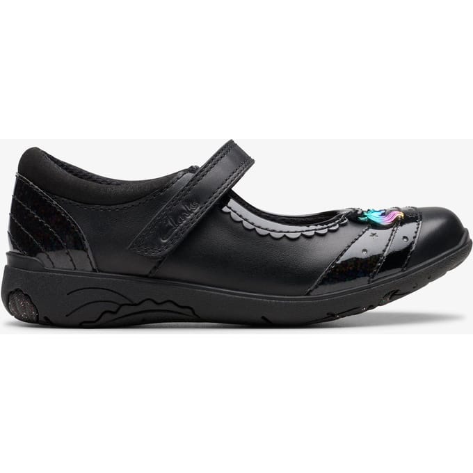Relda Spark Kinderen Zwarte Leren Schoenen