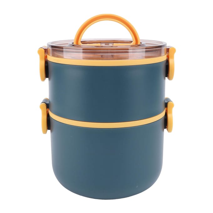 Lunchbox 1.6L Grote Capaciteit Dubbellaags Voedselcontainer Magnetronbestendig Lekvrij Draagbaar Voedselpot beige