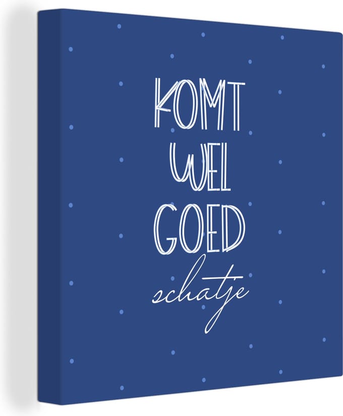 Canvas Schilderij Beterschap - Quote - Liefde - 20x20 cm - Wanddecoratie