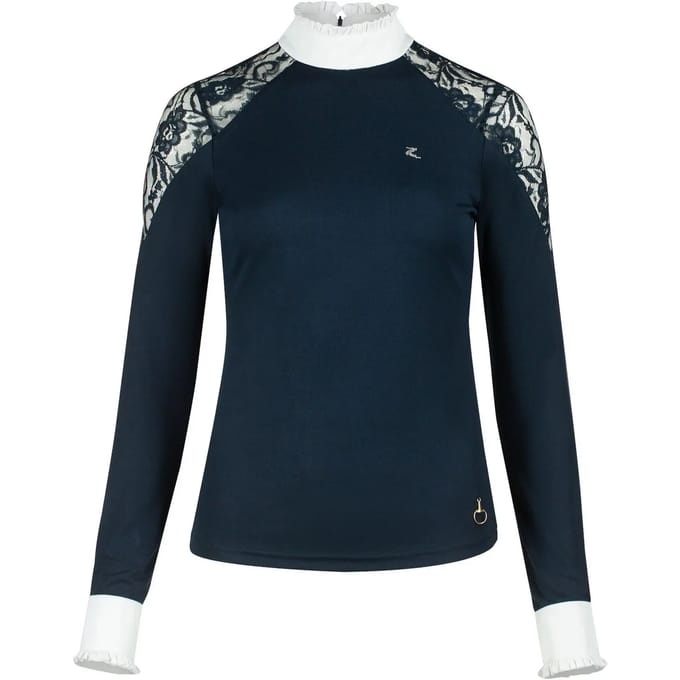 Polo met lange mouwen met kant voor dames Horze Sylvie