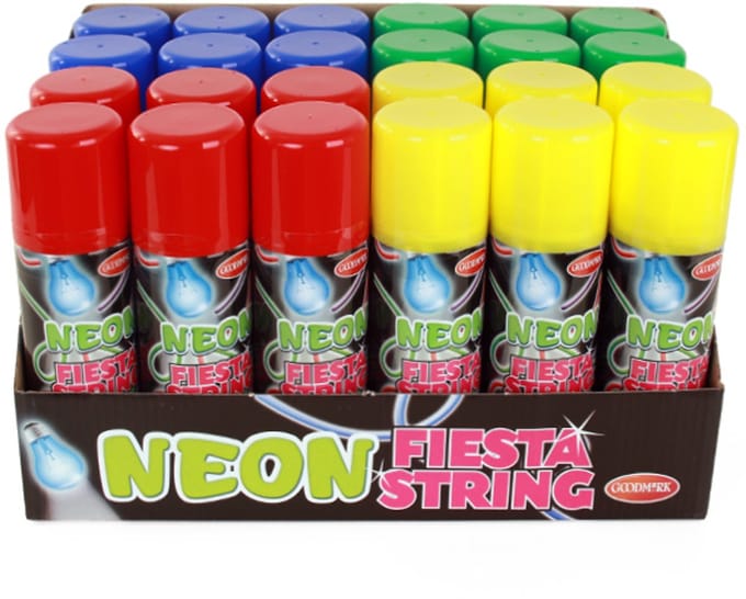 24x Serpentinespray display 4 kleuren - Merk Goodmark