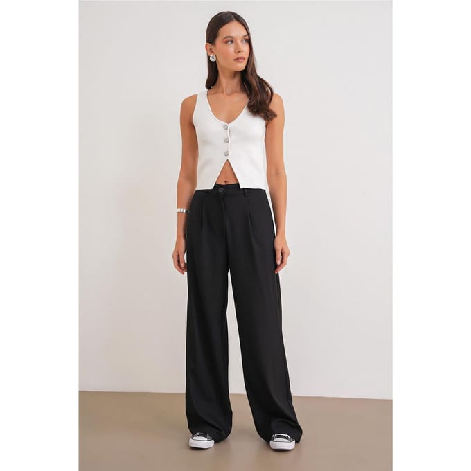 Hoge Taille Palazzo Broek met Zakken