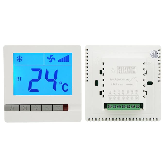 LCD Digitale Thermostaat Vertraging Compressor Bescherming Ventilatorkonvector Temperatuurregelaar blue