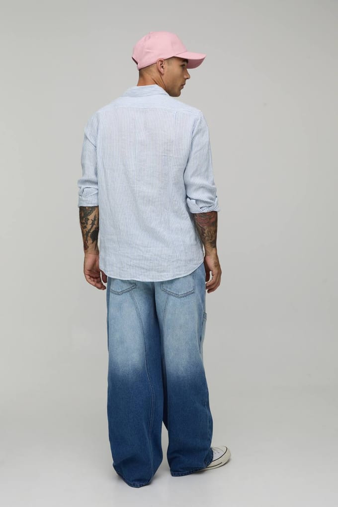 Baggy Stijve Jeans Met Bloemig Touwriem | Blue | Size 36R