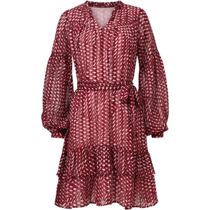 Smashed Lemon Bordeaux en babyroze geometrische jurk |