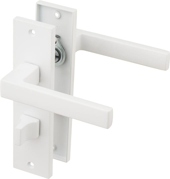 Ostiumhome® - Deurbeslag- Deurklink op kort schild met WC Slot 64 mm- Wit - Arezzo