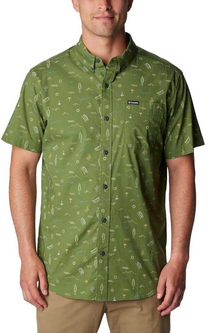 Columbia Rapid Rivers™ Printed Overhemd Met Korte Mouwen Groen S Man