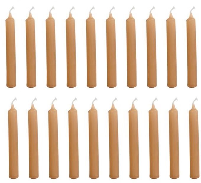 Rustik Lys - Kleine, dunne Potloodkaarsjes (set van 20, 1.2 x 10cm) - Caramel