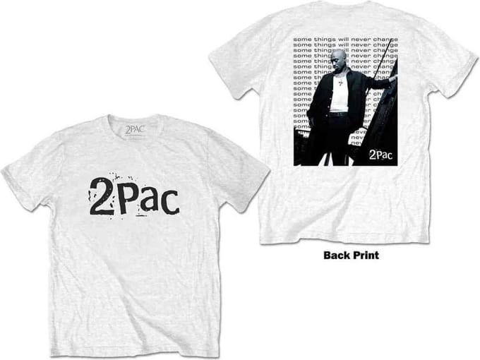 Tupac - Changes Back Repeat Heren T-shirt - met rug print - S - Wit