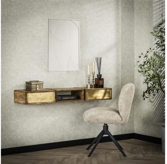 Kaptafel 2L brass - Massief mango zwart