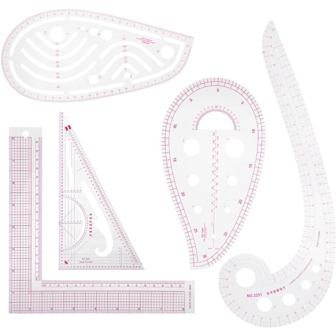 5 pièces Règle de couture Multifonction Forme courbe Gradation Tailleur Fabrication de vêtements Outils white