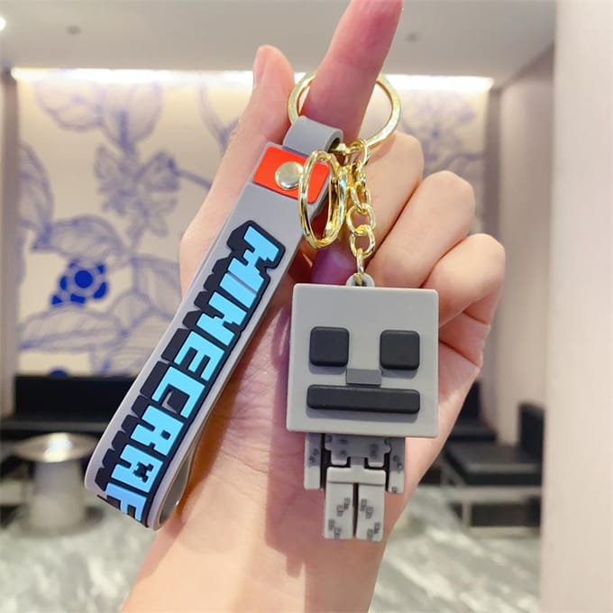 Minecraft PVC Sleutelhanger Kinderen Silicone Tas Wissel Opbergtas Sleutelhanger brown