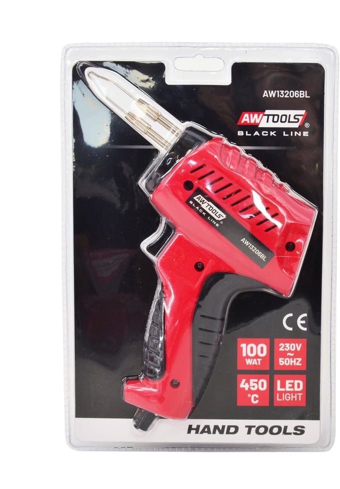 AWTOOLS Black Line Transformator Soldeerpistool – 100W – AW13206BL