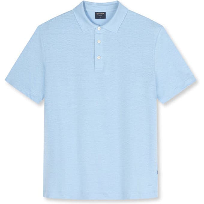 regular fit poloshirt van mix van linnen en elastaan