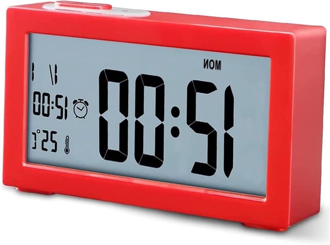 Digitale Wekker - Bureau Klok - Wakker Worden - Groot Display - 2500 Gram - Rood
