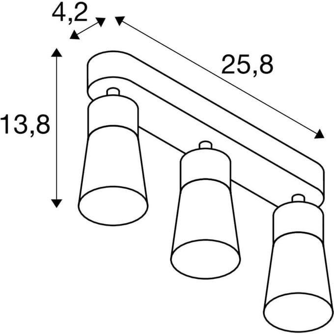 SLV plafondlamp Puri 2.0 Cone, wit, lengte 26 cm, 3-lamps.