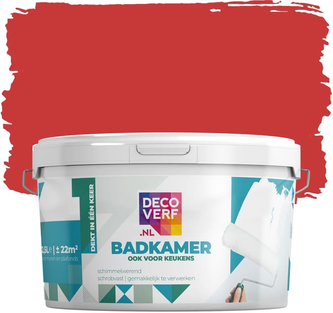 Decoverf badkamerverf 2.5L vurigrood