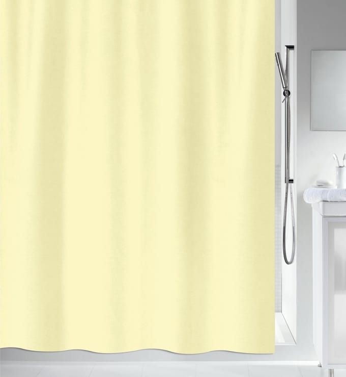 MSV Douchegordijn - licht geel - gerecycled polyester - 180 x 200 cm - wasbaar - Voor bad en douche