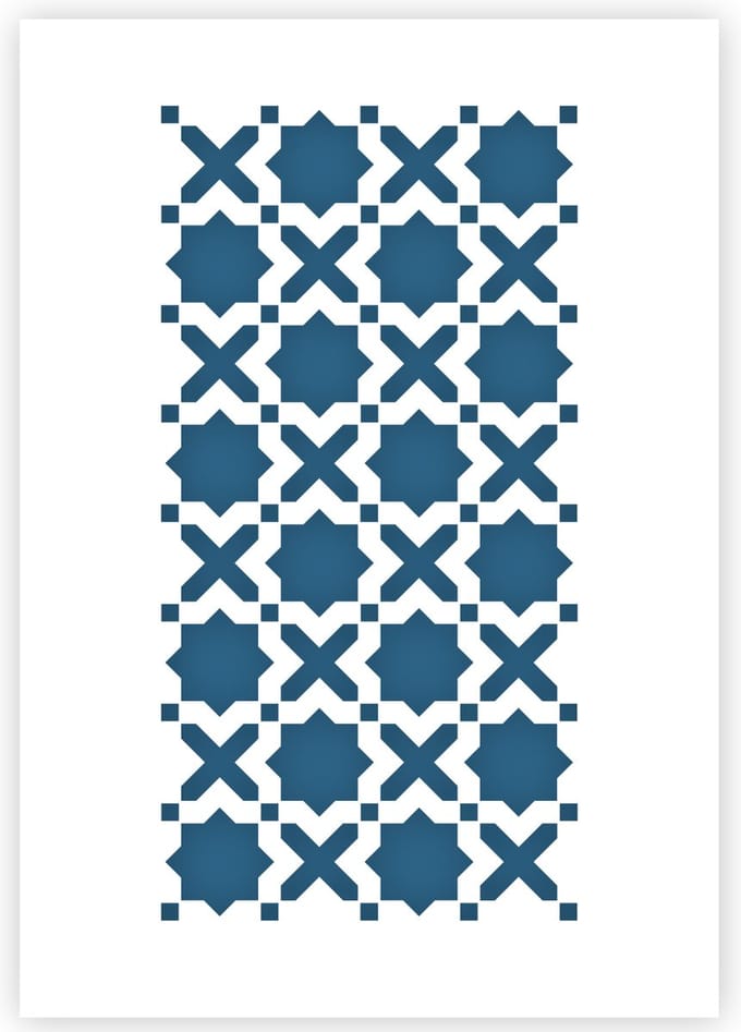 QBIX Tegel Sjabloon A3 Formaat Kunststof - Uitsnede is 17,5cm breed - Moroccan Tile Stencil