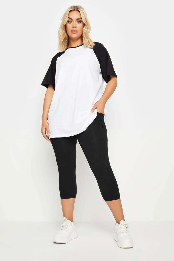 Yours Cropped Legging Met Zakken In Zwart Size 48