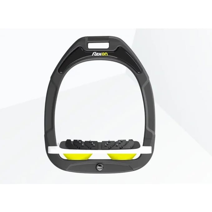Schuin Ultra Grip Stijgbeugels Antraciet/Wit/Geel Flex-On Green Composite