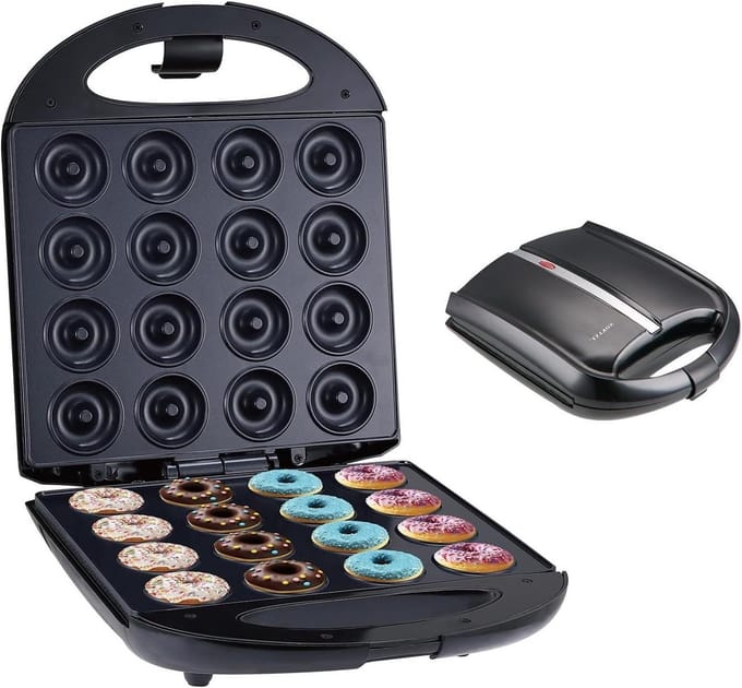 Donut Maker - Apparaat Snacks - Kindvriendelijk Ontbijt - Maakt 16 Donuts - 34 cm - Zwart