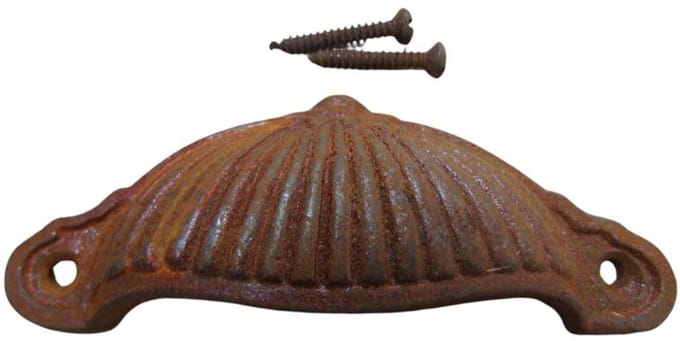 Ridged Cup Pull Handle Rust