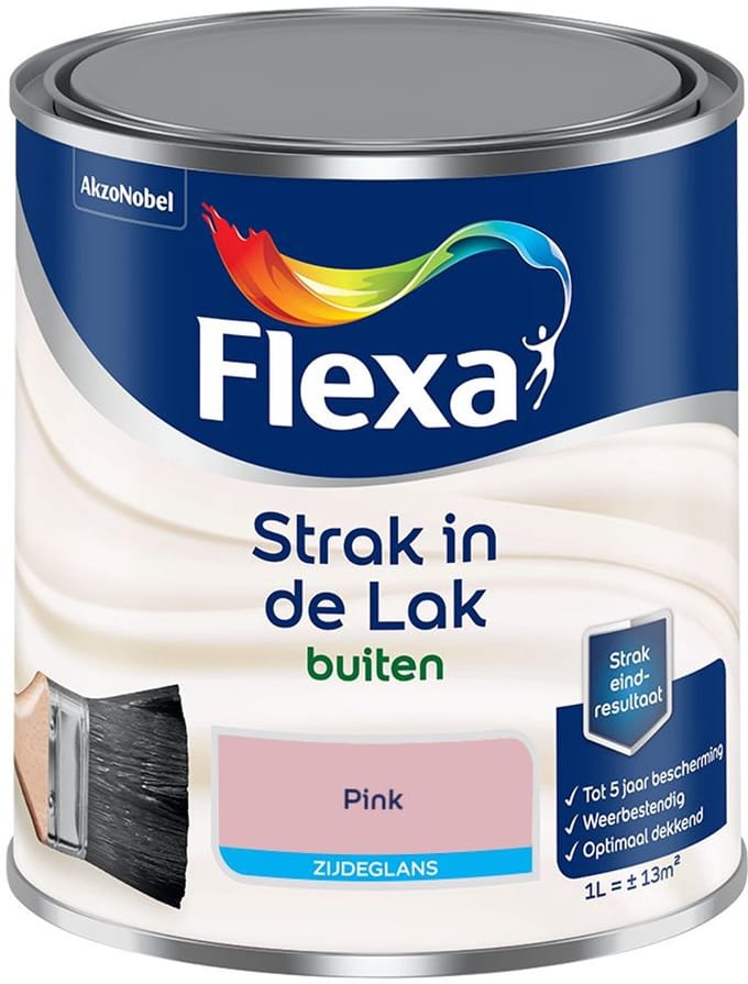 Flexa - Strak In De Lak Buitenlak Zijdeglans - Pink - Mengverf - 1 L