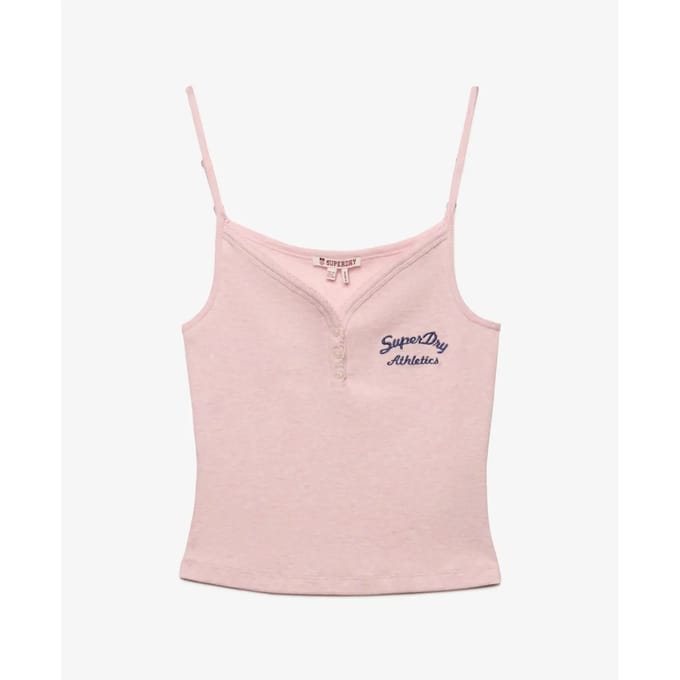Superdry Athletic Essentials Cami Top met Knoopsluiting Pink Grootte: 38