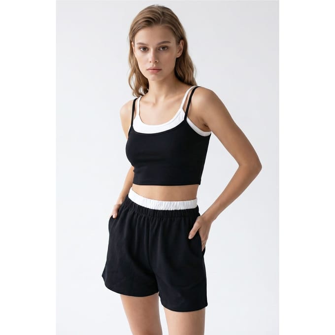 Twee-delige Crop T-Shirt en Shorts Set