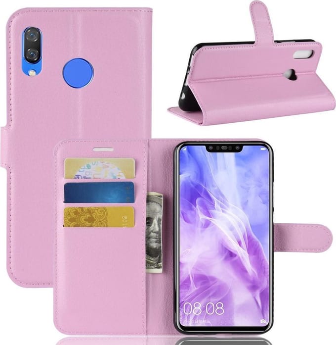 Huawei P Smart Plus Hoesje Lichtroze met Pasjeshouder