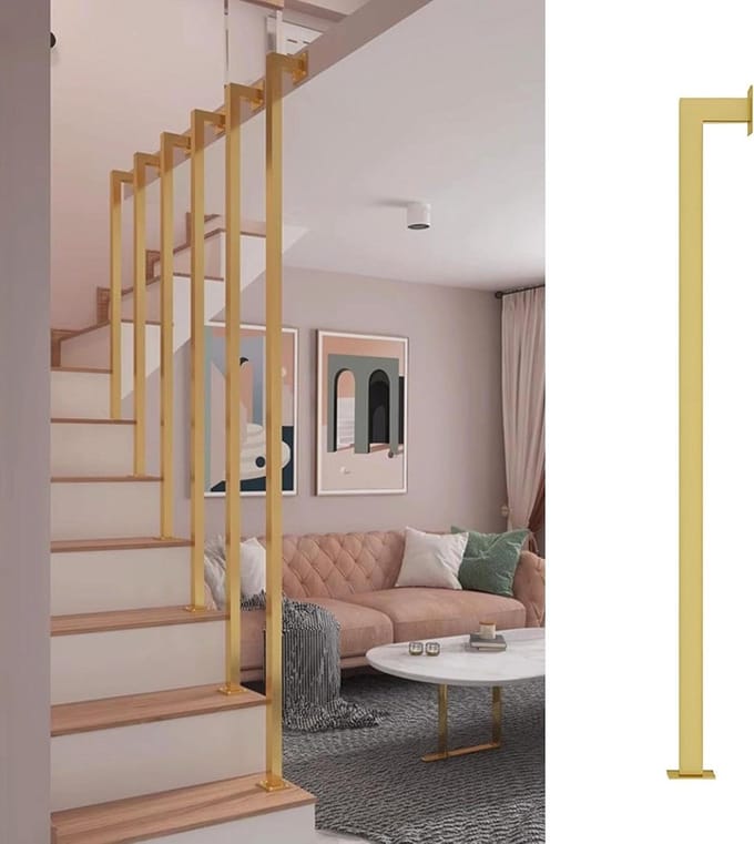 Metalen Beugel - Trap Baluster - Trappen Beveiligen - Aanpasbare Hoogte - 95cm - Goud