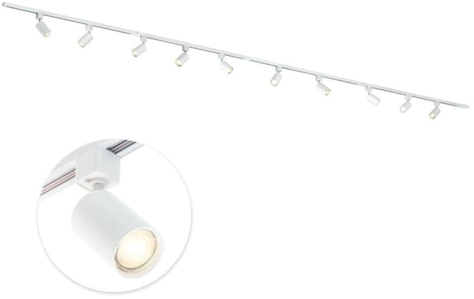 Qub Focus Railverlichting - Wit - 600 cm - I-Vorm - 10x GU10 Spots - Dimbaar - Complete Set