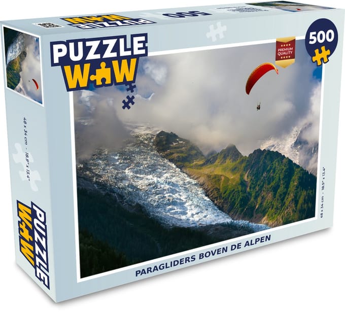 Puzzel Alpen - Paragliding - Sneeuw - Legpuzzel - Puzzel 500 stukjes