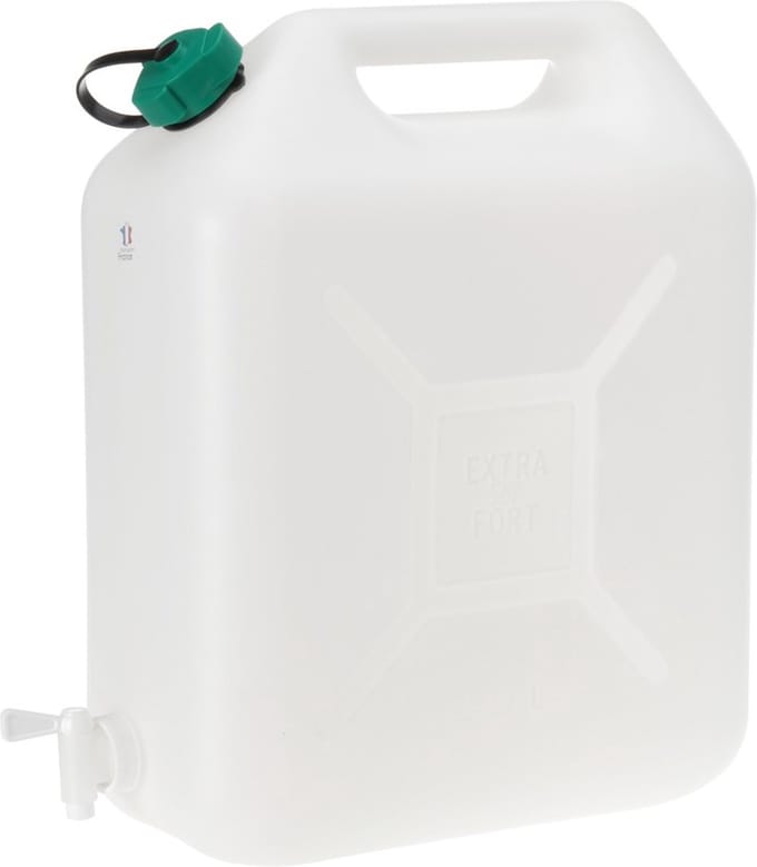EDA Watertank/jerrycan - 20 liter - voor de camping - waterjerrycans - transparant - met kraantje - kunststof