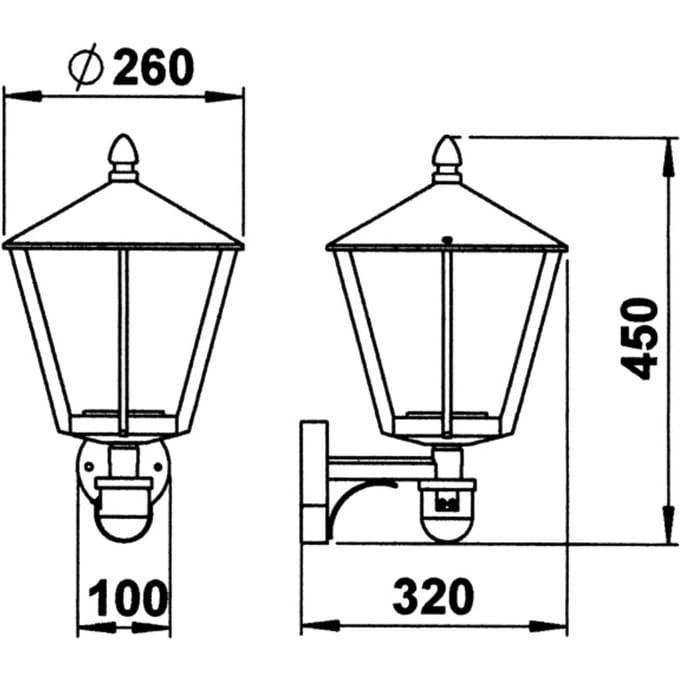 Albert Leuchten Buitenwandlamp 671, wit met bewegingsmelder