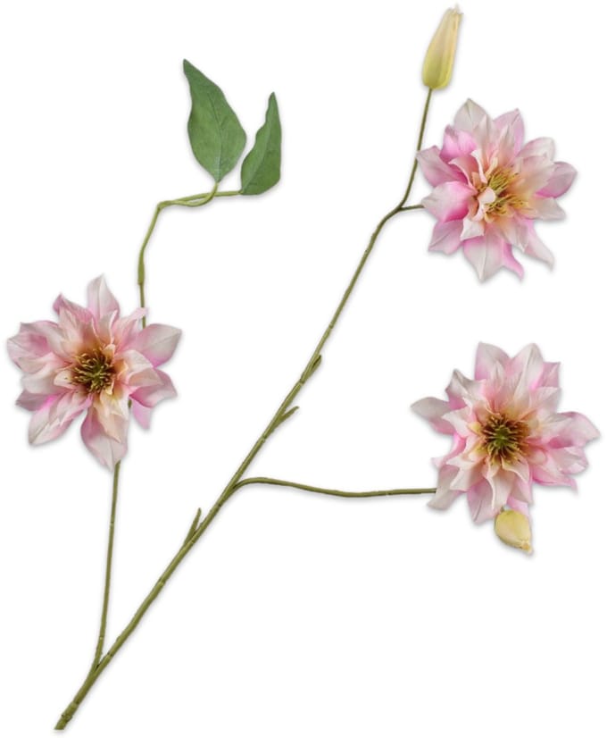 Silk-ka Kunstbloem-Zijden Bloem Clematis Tak Crème-Roze 98 cm