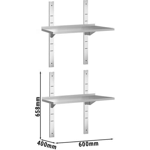 GGM Gastro Dubbele RVS wandschap PREMIUM - 600x400mm zilver