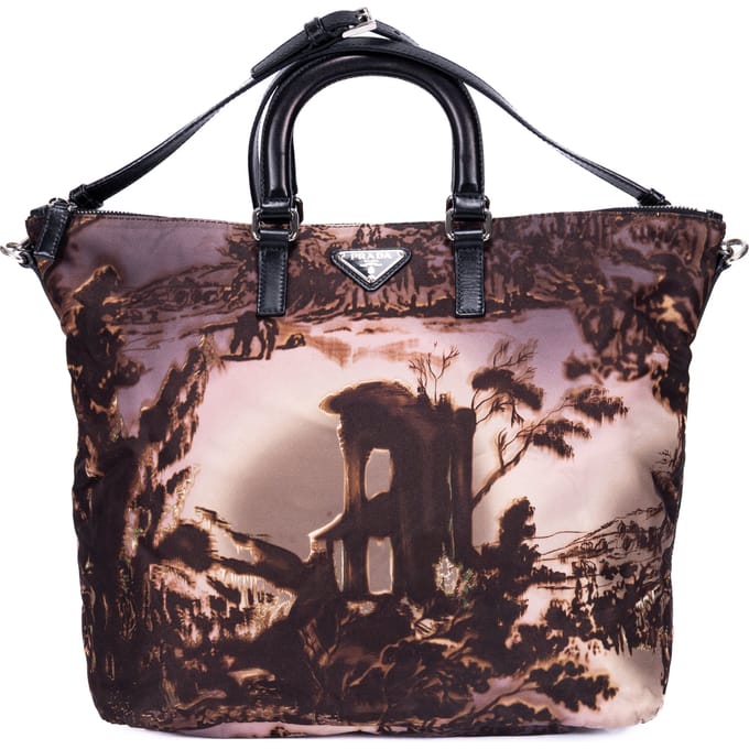 Tessuto Nylon Temple Print Tote Bag   schoudertas