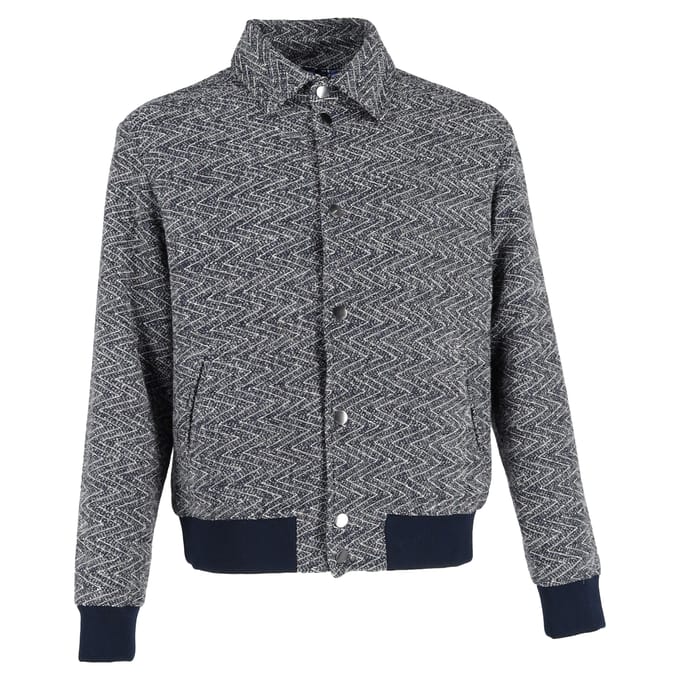 Etro Bomberjack met textuur, marineblauw, katoen