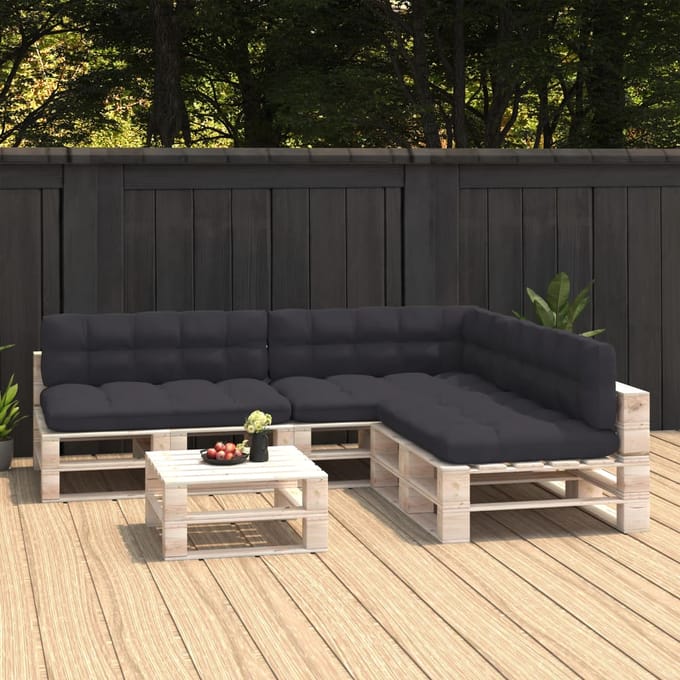 vidaXL - Bankkussens - pallet - 7 - st - antraciet
